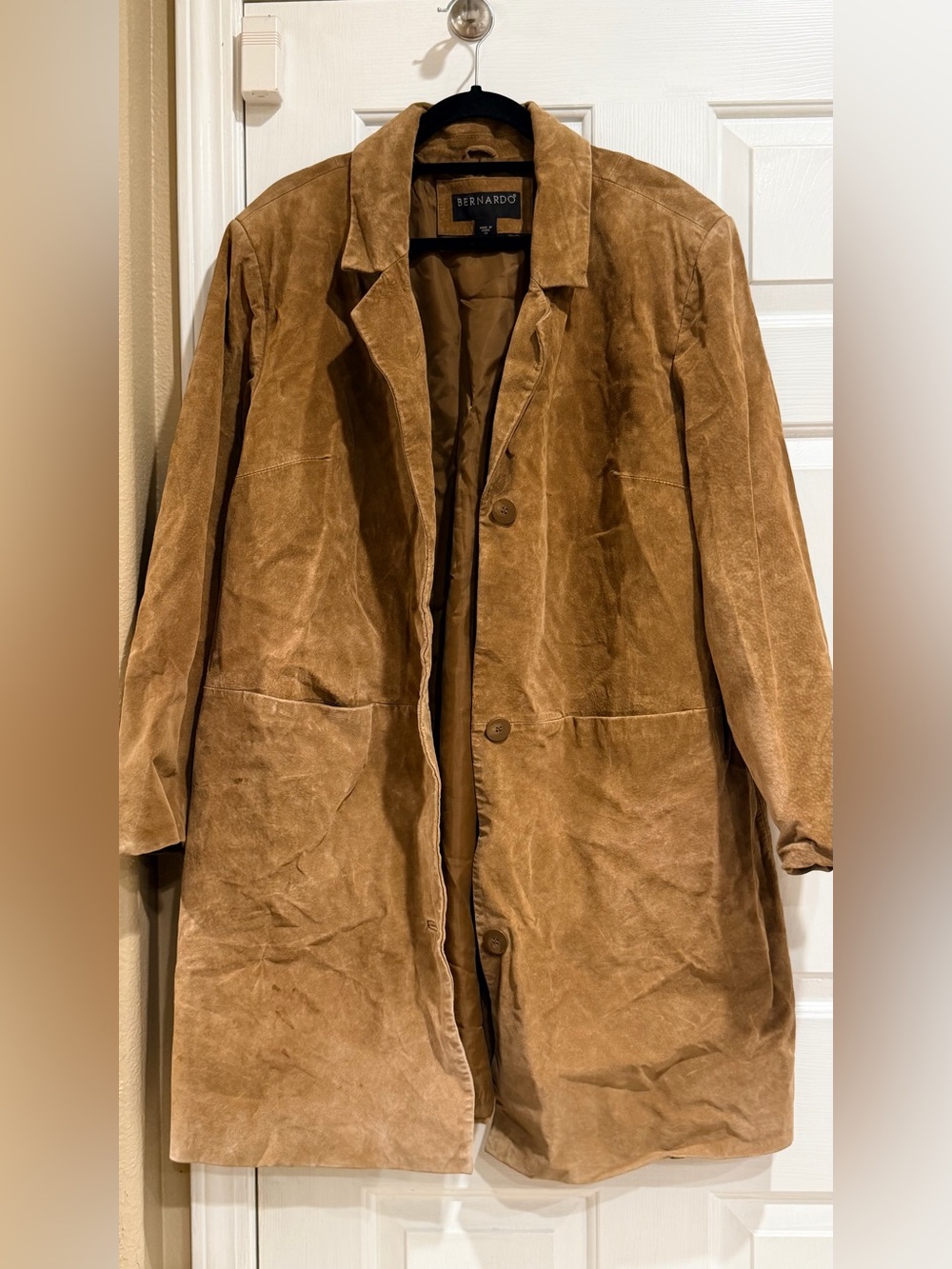 Bernardo Suede Trench Coat in Tan